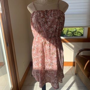 Pink sundress w/ floral print